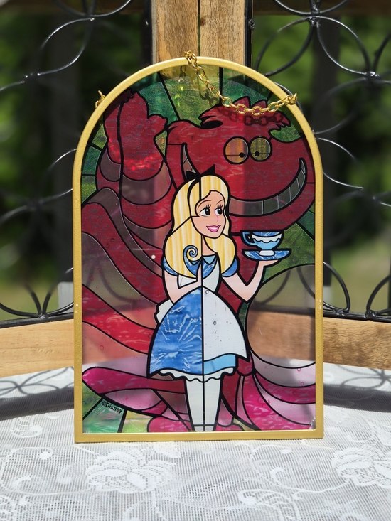Disney Other - Disney Alice Stained Glass-Style Suncatcher in Pink and Blue